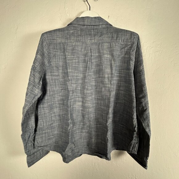 Aventura Womens Organic Cotton Long-Sleeve Button-Up Pullover Shirt Top XL Blue - Picture 2 of 9